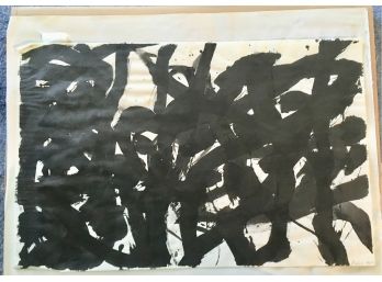 Signed Abstract  Ink On Paper  1987 19' X 12'