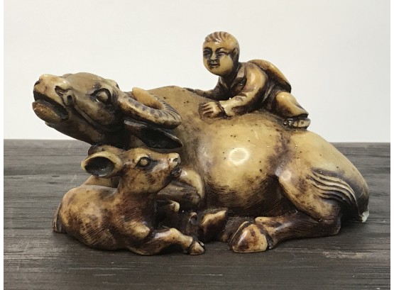 Resin Statue Boy On Bull