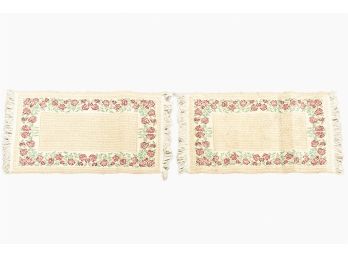 Pair Of Peony Pattern Wool Entry Mats