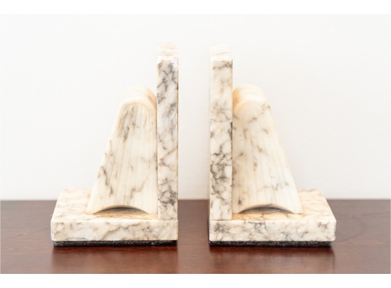 Pair Of Marble Art Deco Bookends