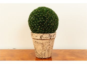 Planter With Faux Yew Topiary