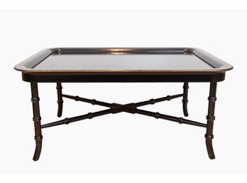 Ralph Lauren Chinoiserie Faux Bamboo Black Lacquer Cocktail Table