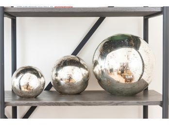 Trio Of Mercury Glass Spheres