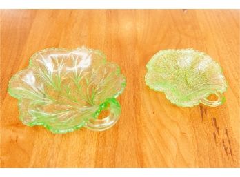 Two Green Depression Glass Dishes