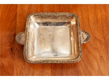 Small Silver Plated Tray With Scallop Shell Handles