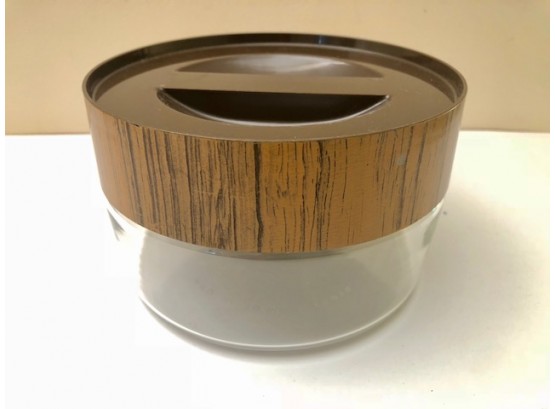 Rare MCM Pyrex Container With Faux Wood Grain Lid