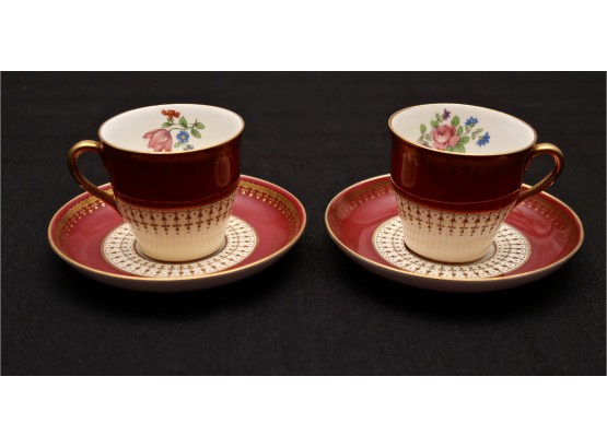 Set Of 2 Rare Stunning Aynsley Davis Collamore & Co. Teacups And Saucers