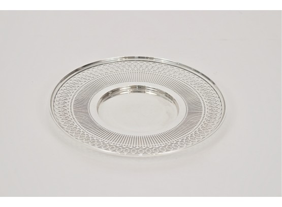 Brand-Hier Co. Exquisite Sterling Silver Plate With Elegant Circular Pierced Pattern Banded  By Picket