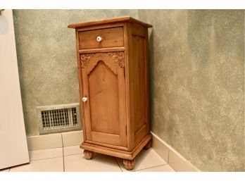 Country Chic One Door Wood Accent Cabinet With Stylized Bun Feet