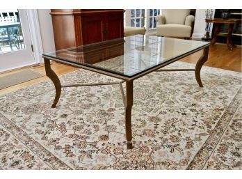 Muted Antique Gold Glass Sabre Leg Rectangular Coffee Table