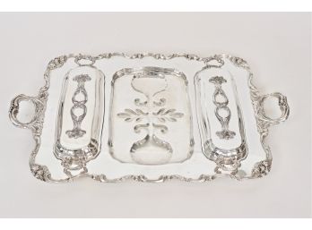 Amston SIlver Co. Division, Ellmore Silver Co. Inc.  Large Silver  Plated Combination Meat Vegetable Platter