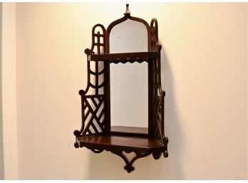 Vintage Chinese Chippendale Style  Small Wall Mirror Curio