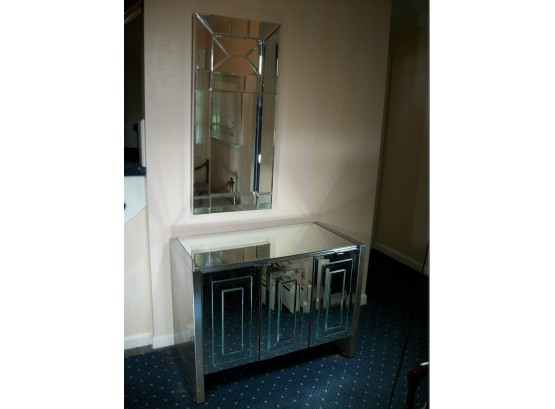 Phenomenal Vintage Mirrored Cabinet &  Mirror By CAROL CANNER 1977 / Carvers Guild