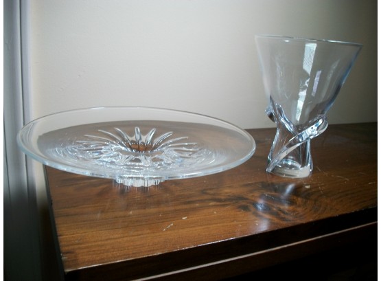 Two Fabulous Pieces Of STEUBEN Glass - Low Bowl & Vase (Donald Pollard Design) - MINT !