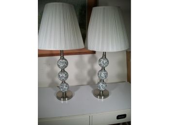 Pair Of Lamps Black & White Porcelain Ball Lamps (Bought From Decorator In Westport For $115 Each)