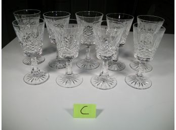Lot Of Nine ( 9) Vintage WATERFORD Crystal Wine / Water Glasses (Lot C) - Beautiful Pieces !
