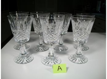 Lot Of Seven (7) Vintage WATERFORD Cut Crystal - Water / Wine Glasses (Lot A)