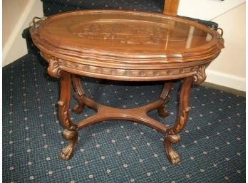 Beautiful & Elegant Carved Wooden Tray Top Table / Circa 1930's - Great Condition