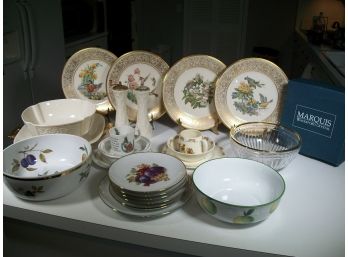 Fabulous Mixed Lot Of HIGH QUALITY China & Glass (24 Pieces Total) Wedgwood, Waterford & More. -ALL GOOD !