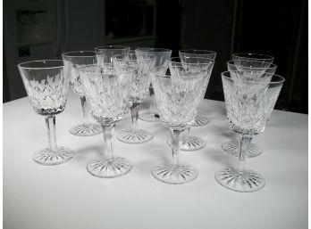 Set Of Thirteen (13) Stunning WATERFORD Cut Crystal  - 'Lismore Pattern'  Wine / Water Glasses - GREAT SET