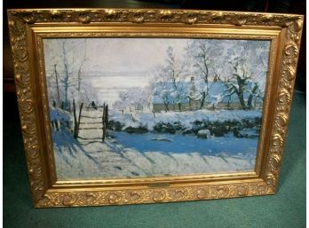 High Quality Copy CLAUDE MONET 1869  'Winter Scene' Painting  - Fantastic Frame