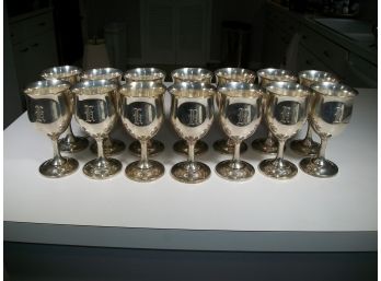 Lot Of Fourteen (14)  Fabulous STERLING SILVER Goblets / Chalices - Reed & Barton (Large Size) - 79 OUNCES