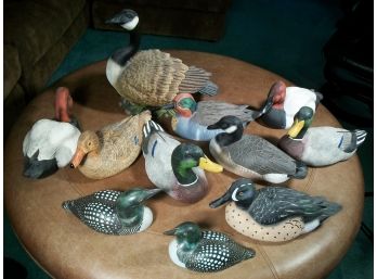 Great Lot Of  Eleven (11) Duck Decoys  - All Hand Painted / Hand Made