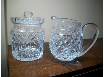 Two Lovely WATERFORD Cut Crystal Pieces - Covered Biscuit Jar & Water Pitcher - GREAT CONDITION !