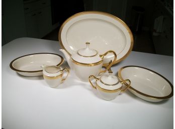 Fabulous Lot Of LENOX Lowell Pattern Serving Pieces - Teapot, Bowls, Platter, Sugar & Creamer