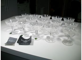 Set Of Fifteen (15) Fantastic WATERFORD Cut Crystal (Lismore Pattern) Sherbets / Low Champagnes