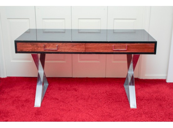 Two Drawer Desk With Chrome Legs And Handles