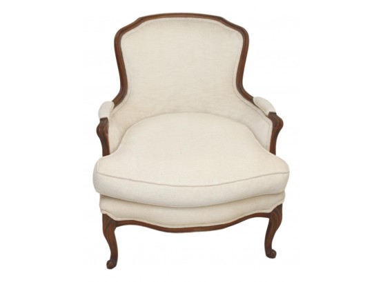 Carved Wood Upholostered French Bergere Chair