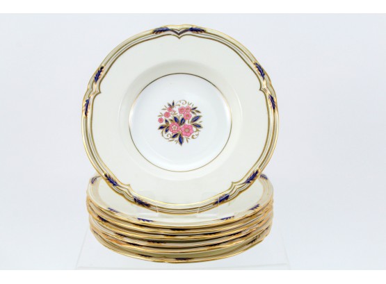 Set Of Seven Minton Tiffany & Co. Floral Design Soup Bowls