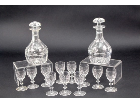 Crystal Decanter Set With 11 Cordial Crystal Glasses