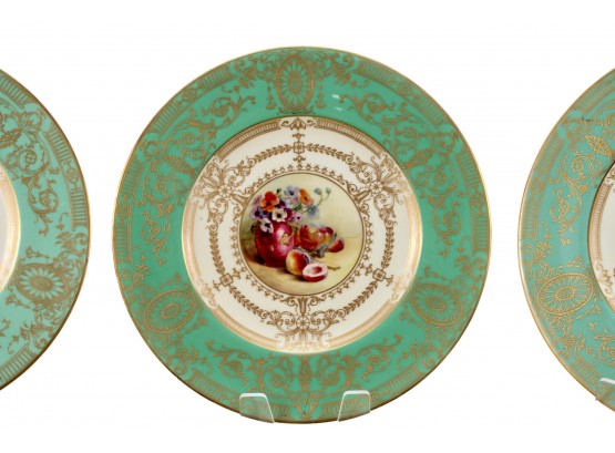 Set Of Eleven Hand Painted Royal Worcester Dinner Plates