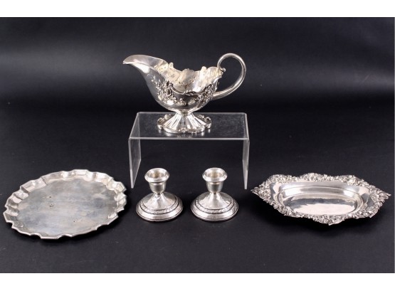 Sterling Silver Birks Engraved Tray, Hansel Sloan Gravy Boat And More - 21.31 Troy Ou.*
