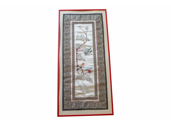 Embroidered Silk Framed Tapestry