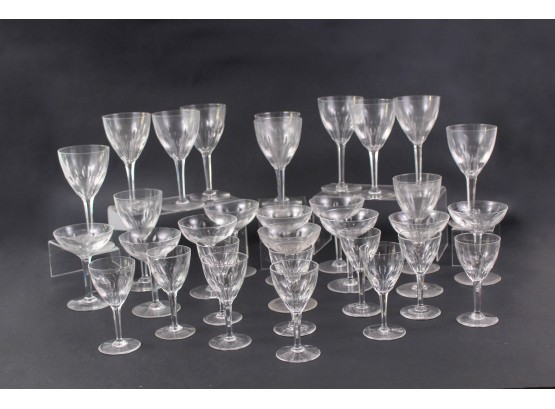 32 Long Stem Oval Design Crystal Glassware Set