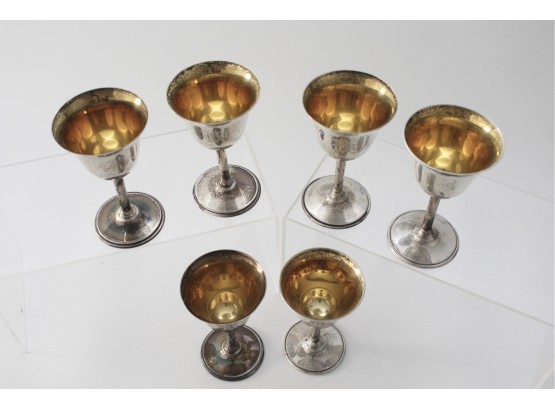 M. Fred Hirsch (MFH) Tulip Shaped Sterling Silver Cups With Gold Wash Interiors - 48.7 Troy Ou.