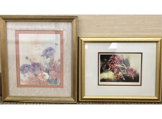 2 Framed Floral Prints (See Description)
