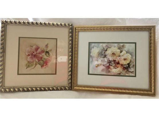 Two Matted & Framed Floral Prints