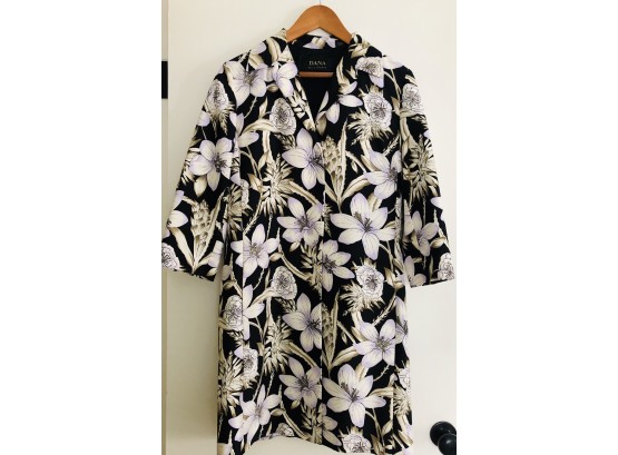 Dana Buchman 100% Floral Silk Coat Size Small