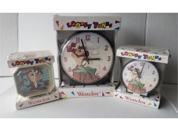 Looney Tunes ' Taz' Clocks - Lot 3- New In Box