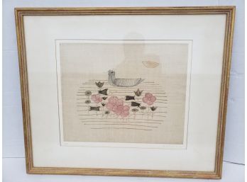 Beautiful Signed Color Etching By Japanese Artist Keiko Minami  - Lot 1 - 3/50 - Title - Duck In A Pond