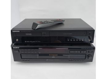 Sony Five Disc Changer Cd Player & Samsung DVD Recorder & VCR Player