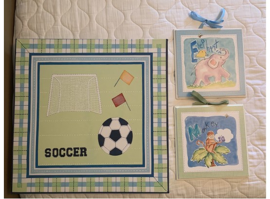 Blue & Green Styled Child's Room Wall Hangings