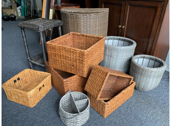 Basket Collection Including Side Table And Hamper