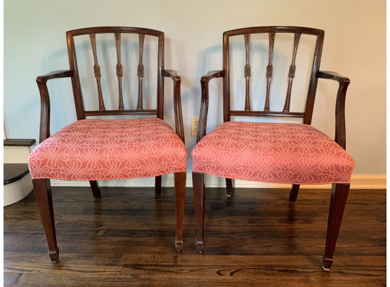Pair Of Baluster Back Mahogany Arm Chairs