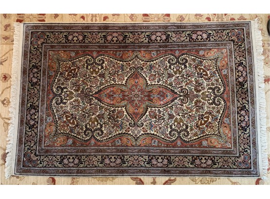 Beautiful Silk Carpet From India, 4' X 6'