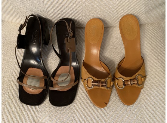 Two Pair Of Gucci High-Heel Sandals - Size 8.5